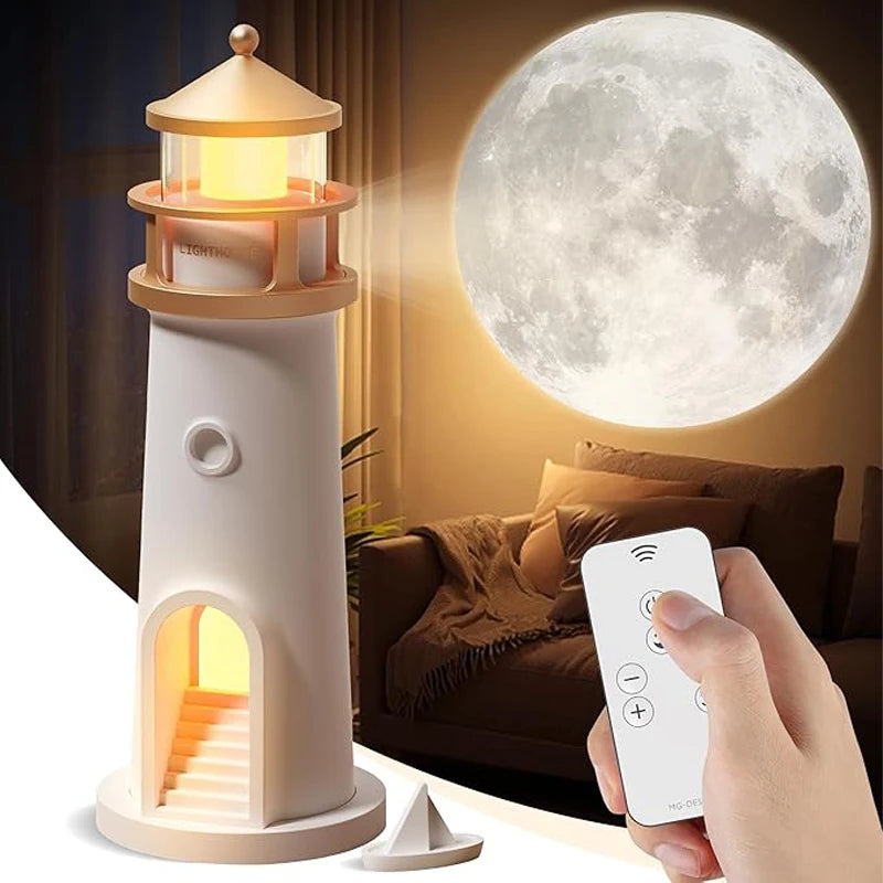 Lámpara proyector lunar con su base, mando a distancia y cable de carga